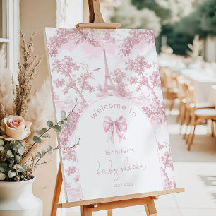 Pink Toile De Jouy Paris Baby Shower Welcome Foam Board