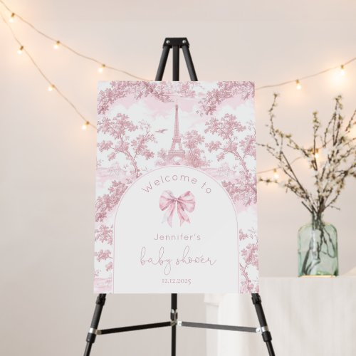Pink Toile De Jouy Paris Baby Shower Welcome Foam Board