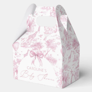 Pink Toile de Jouy Safari Baby Shower Favor Box