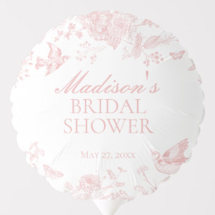 Pink Toile De Jouy Vintage Floral Bridal Shower Balloon