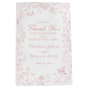Pink Toile De Jouy Wedding Party Favors Medium Gift Bag