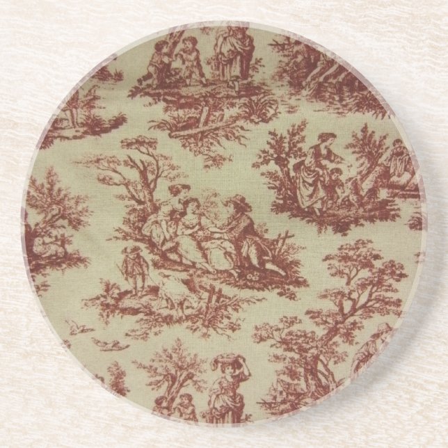 Pink Toile Drink Coaster (Front)