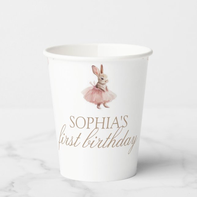 Pink Toile Easter Some Bunny Birthday Paper Cups (Left)
