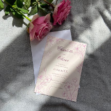 Pink Toile Floral Wedding Invitation