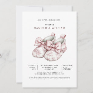 Pink Toile Girl Baby Shower Invitation