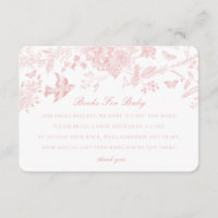 Pink Toile Jouy Books for Baby Invitation Insert