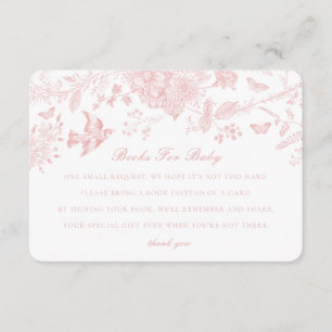 Pink Toile Jouy Books for Baby Invitation Insert