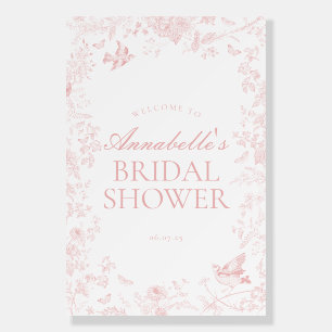 Pink Toile Jouy Floral Bridal Shower Welcome Sign