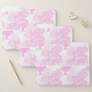 Pink Toile Jungle Animals Safari Chinoiserie File Folder