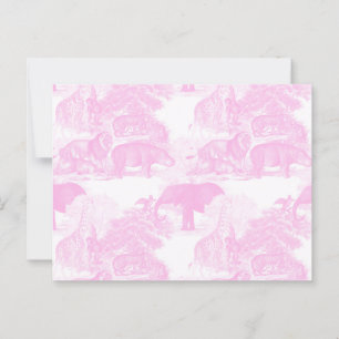 Pink Toile Jungle Animals Safari Chinoiserie Postcard