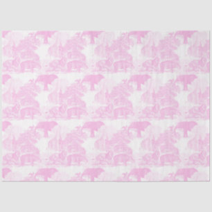 Pink Toile Jungle Animals Safari Chinoiserie Tissue Paper