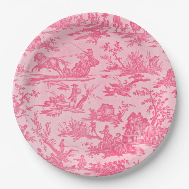Pink Toile Paper Plates (Front)