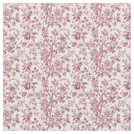 Pink Toile Rose Branches Fabric