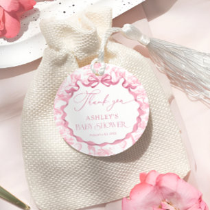 Pink Toile Safari Animal Baby Shower Thank Favor Favor Tags