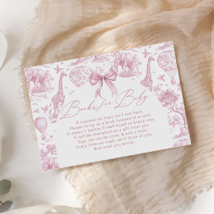 Pink Toile Safari Animal Books For Baby Enclosure Card