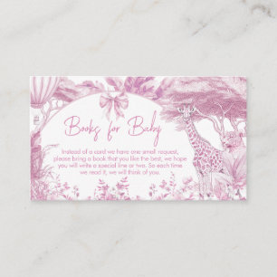 Pink Toile Safari Baby Shower Books for Baby Enclosure Card