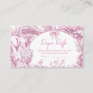 Pink Toile Safari Baby Shower Diaper Raffle Enclosure Card