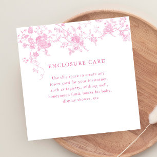 Pink Toile Vintage Floral Square Enclosure Card
