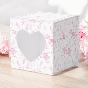 Pink Toile Vintage Floral Wedding Favor Boxes