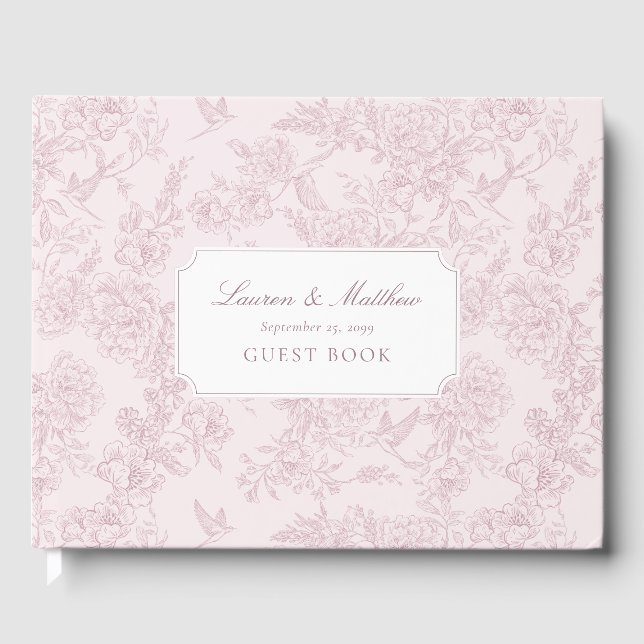 Pink Toile Wedding Guest Book (Front)