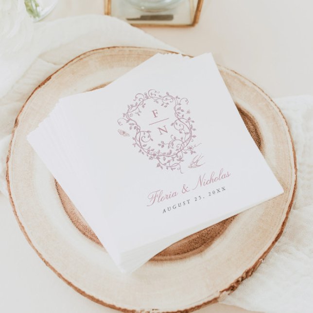 Pink Toile Wedding Paper Napkins Chinoiserie  (Creator Uploaded)