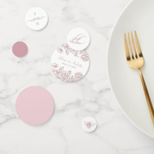 Pink Toile Wedding Table Confetti Chinoiserie