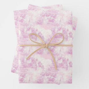 Pink Toile Wrapping Paper Sheets