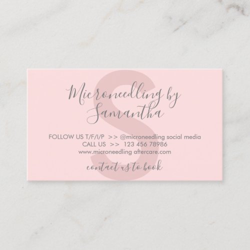 Pink Tone Microneedling Aftercare Instruction Business Card