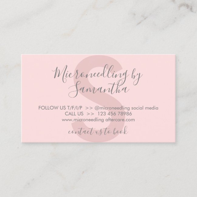 Pink Tone Microneedling Aftercare Instruction Business Card