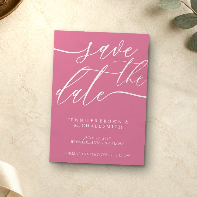 Pink Tone Script Photo Calligraphy Wedding Save The Date