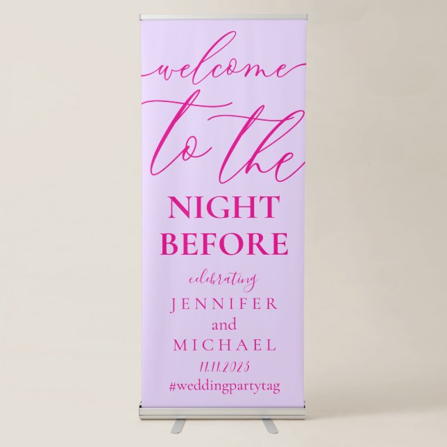 Pink Tone Welcome to the wedding rehearsal dinner Retractable Banner (Front)