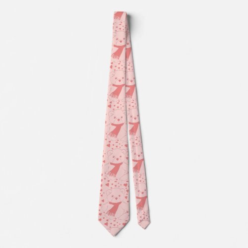 pink toned teddy bear neck tie