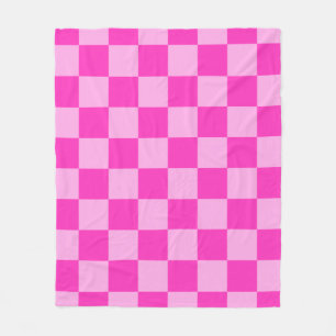 Pink Tones Checkered Square Seamless Pattern Throw Fleece Blanket