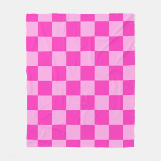 Pink Tones Checkered Square Seamless Pattern Throw Fleece Blanket