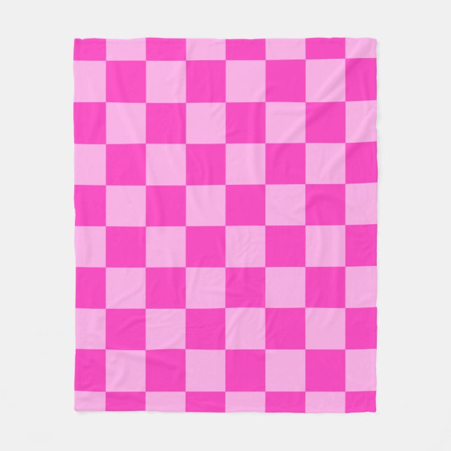Pink Tones Checkered Square Seamless Pattern Throw Fleece Blanket (Front)