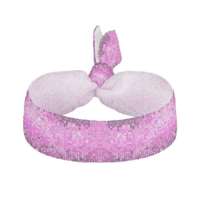 Pink Tones Disco Glitter Print Elastic Hair Tie (Front)