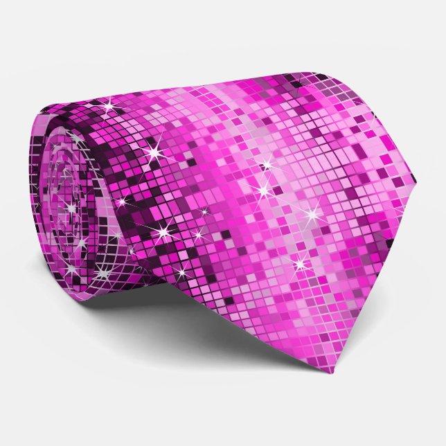 Pink Tones Disco Glitter Print Tie (Rolled)