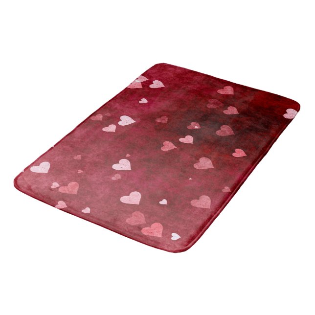 Pink Tones Hearts Bath Mat (Angled)