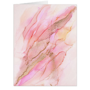 Pink Tones in Clouds of Ink With Gold Cards