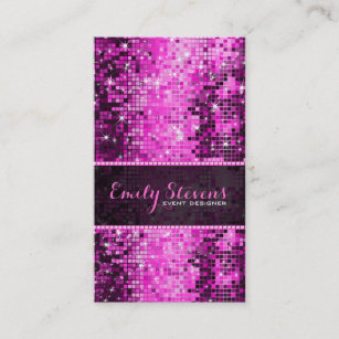 Pink Tones Retro Disco Faux Glitter & Sparkles Business Card