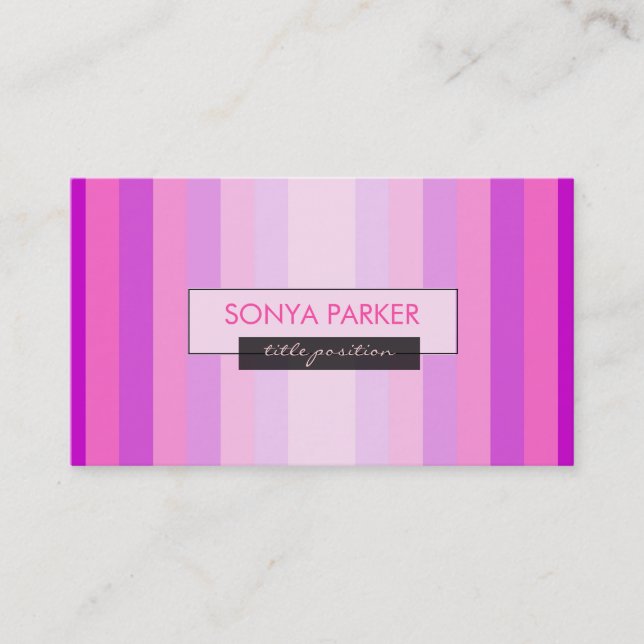 Pink Tones Stripes Business Card (Front)
