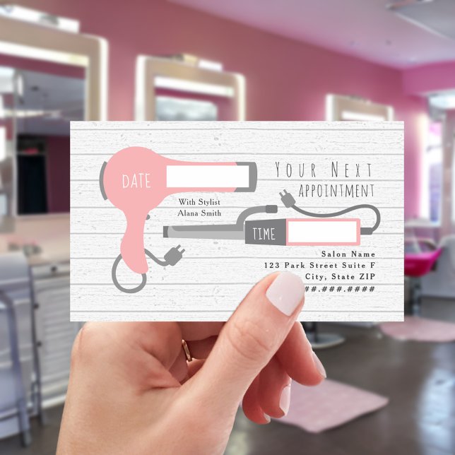 Pink Tools Hair Stylist Appointment Business Card (Creator Uploaded)