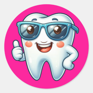 Pink Tooth  Classic Round Sticker