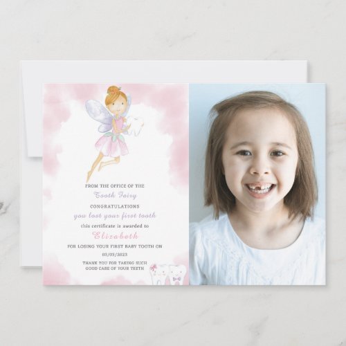 Pink Tooth Fairy Letter With Photo Invitation