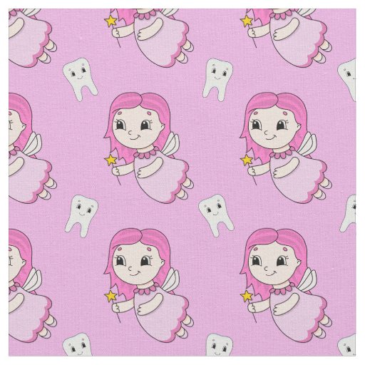 Pink Tooth Fairy Pattern Fabric