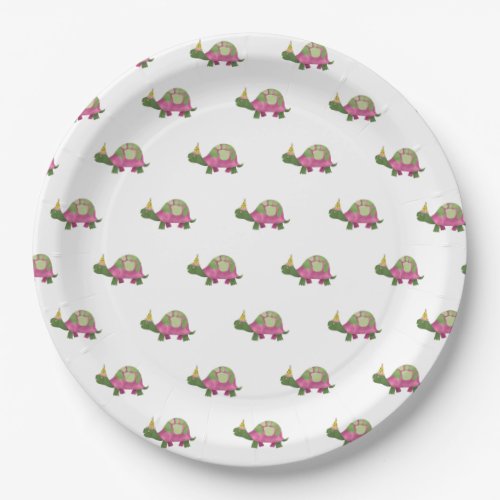 Pink Tortoise Birthday Plates  Girl Turtle Party