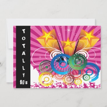 pink totally 80's retro  party Invitation