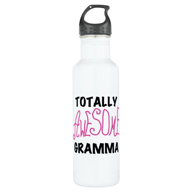 Pink Totally Awesome Gramma Stainless Steel Water Bottle (Front)