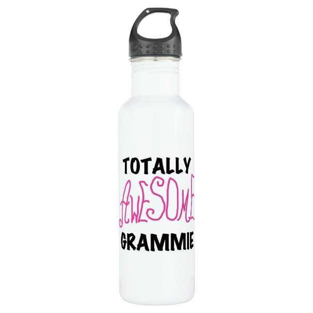 Pink Totally Awesome Grammie Stainless Steel Water Bottle (Front)