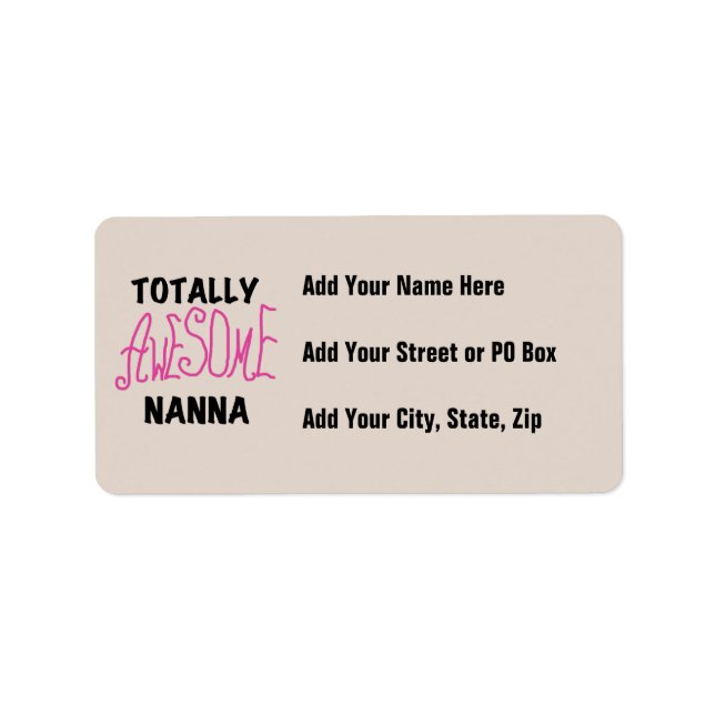 Pink Totally Awesome Nanna T-shirts and Gifts Label (Front)